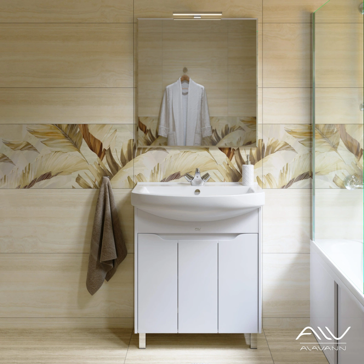 Мебель для ванной Alavann Crystal 75 комплект, напольный, белый от магазина Vanna-Vanna.ru!