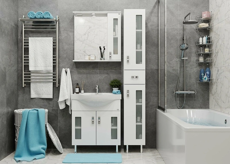 Зеркало со шкафчиком Onika Кристалл 67 R свет, белый от магазина Vanna-Vanna.ru!