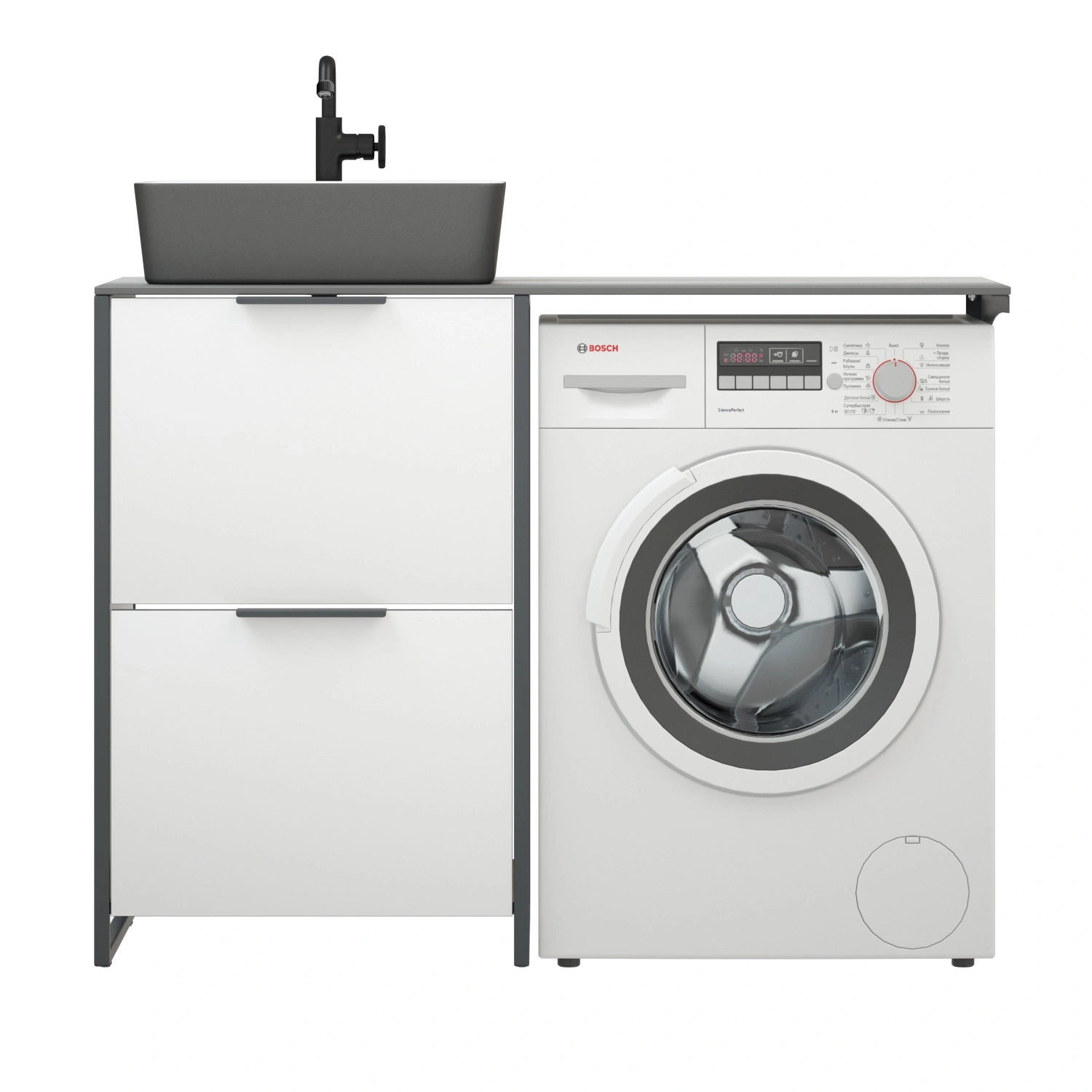 Тумба напольная Corozo Гера 120 Z с раковиной Мадлен 120 L, белый от магазина Vanna-Vanna.ru!
