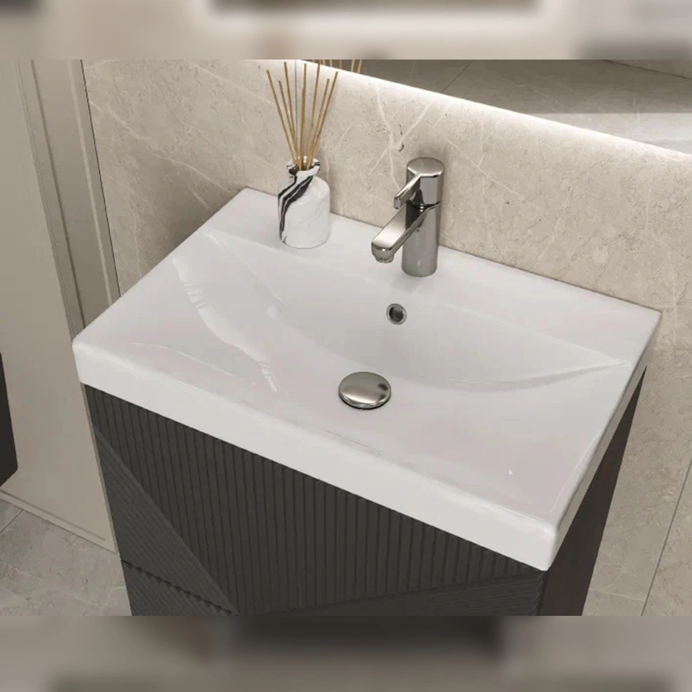 Тумба с раковиной напольная Velvex Edge tn.EDG.9696.60.2Y графит, 60 см от магазина Vanna-Vanna.ru!