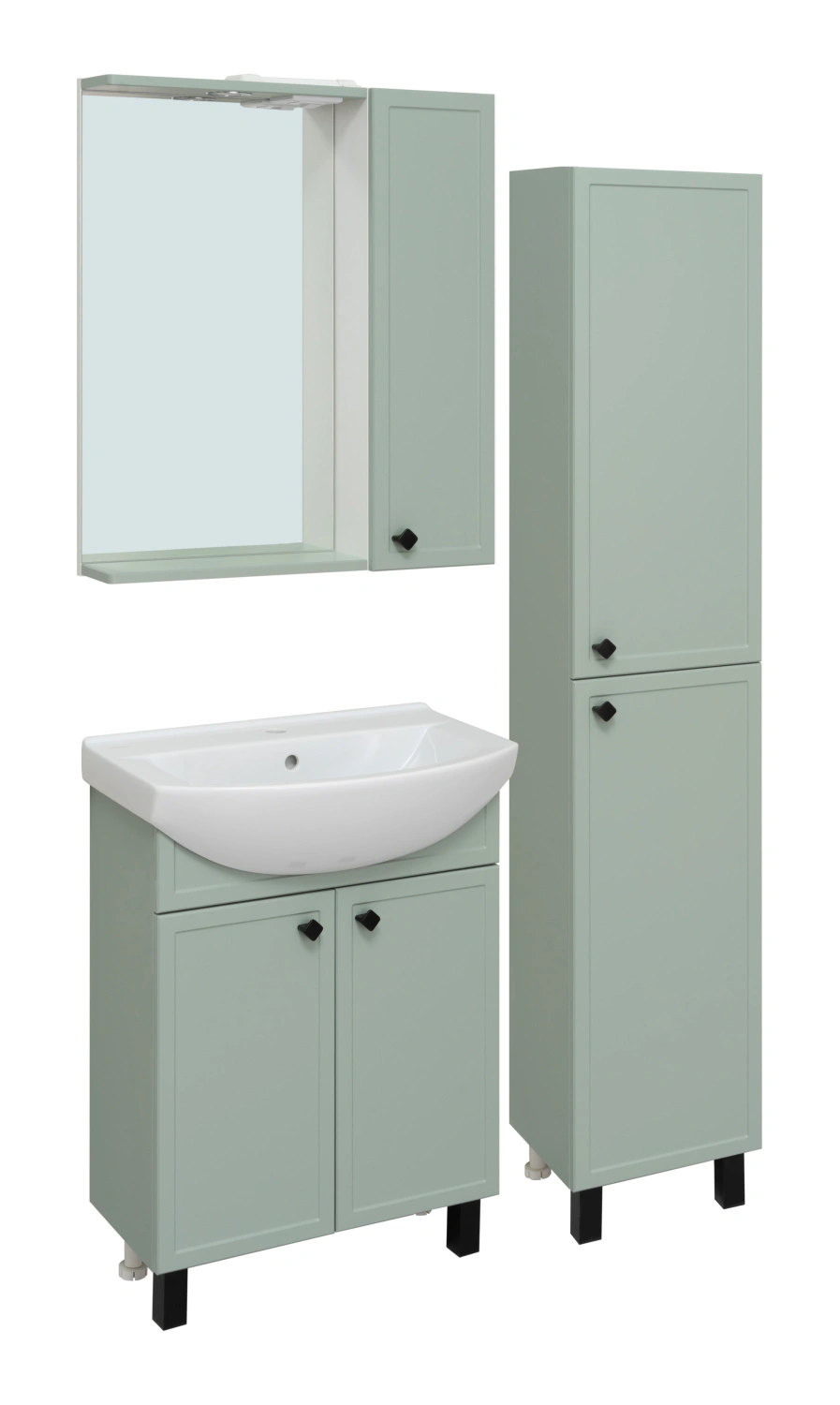Зеркало со шкафчиком Runo Римини 75 R, мята от магазина Vanna-Vanna.ru!
