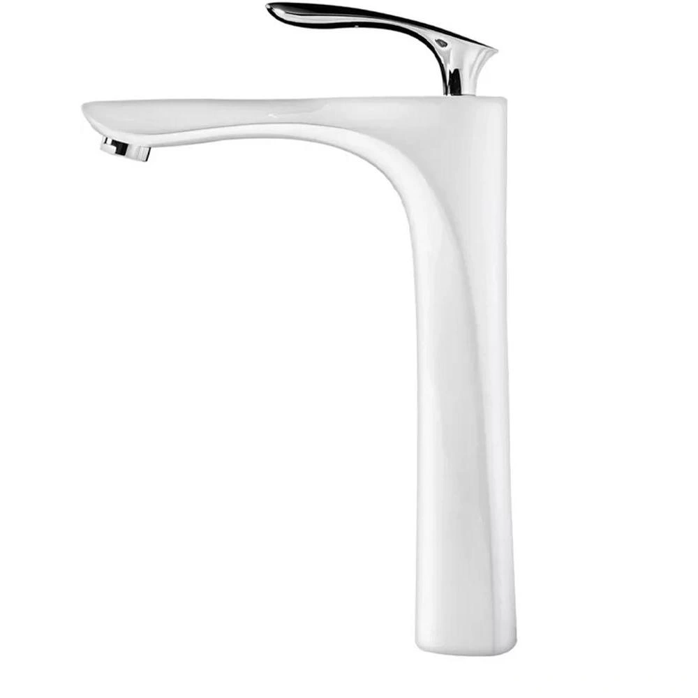 Смеситель для раковины высокий Grocenberg GB3001WC, белый/хром от магазина Vanna-Vanna.ru!
