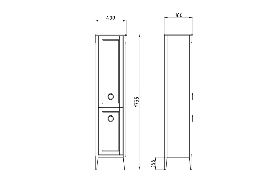 Пенал ASB Woodline Рома 40 R напольный, белый, ручки хром от магазина Vanna-Vanna.ru!
