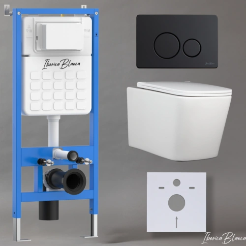Комплект 3в1 IBERICA BLANCA инсталляция SILENCIO, унитаз TOLEDO ALTO белый, кнопка смыва INOX-O черный матовый (IB001.TLA.231.812) от магазина Vanna-Vanna.ru!