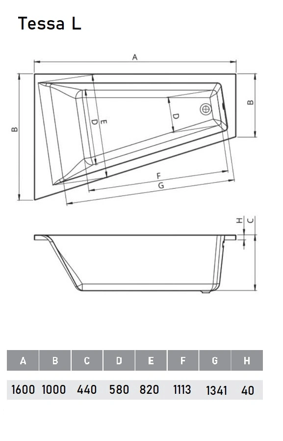 Ванна акриловая Vayer Tessa L 160х100 от магазина Vanna-Vanna.ru!