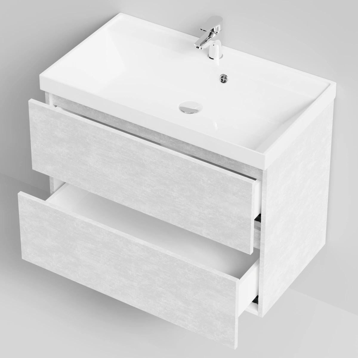 Тумба с раковиной Vod-ok Бест 80  подвесная, Белый камень от магазина Vanna-Vanna.ru!