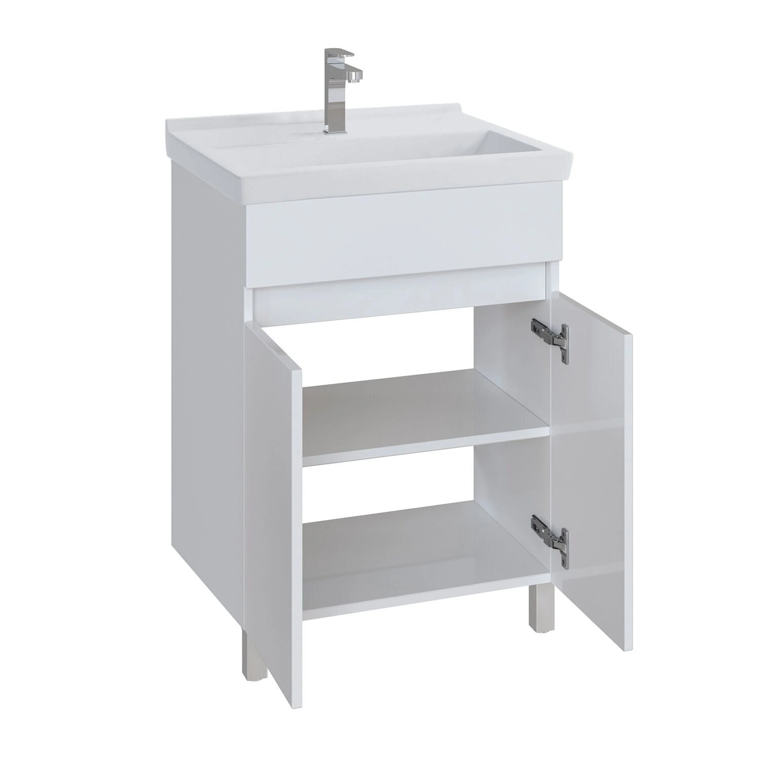 Тумба напольная SanStar Квадро 50 с раковиной Сомо 50 белый