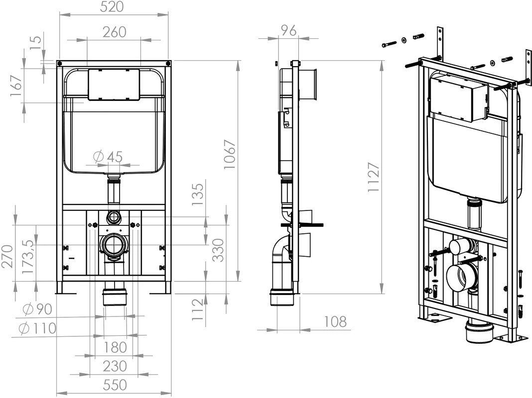 Унитаз подвесной SantiLine SL-5027MB+SL-04 с инсталляцией и кнопкой, черный от магазина Vanna-Vanna.ru!
