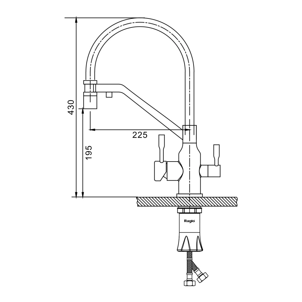 Смеситель для кухни с подключением фильтра Raglo R81.62.03, золотой сатин от магазина Vanna-Vanna.ru!