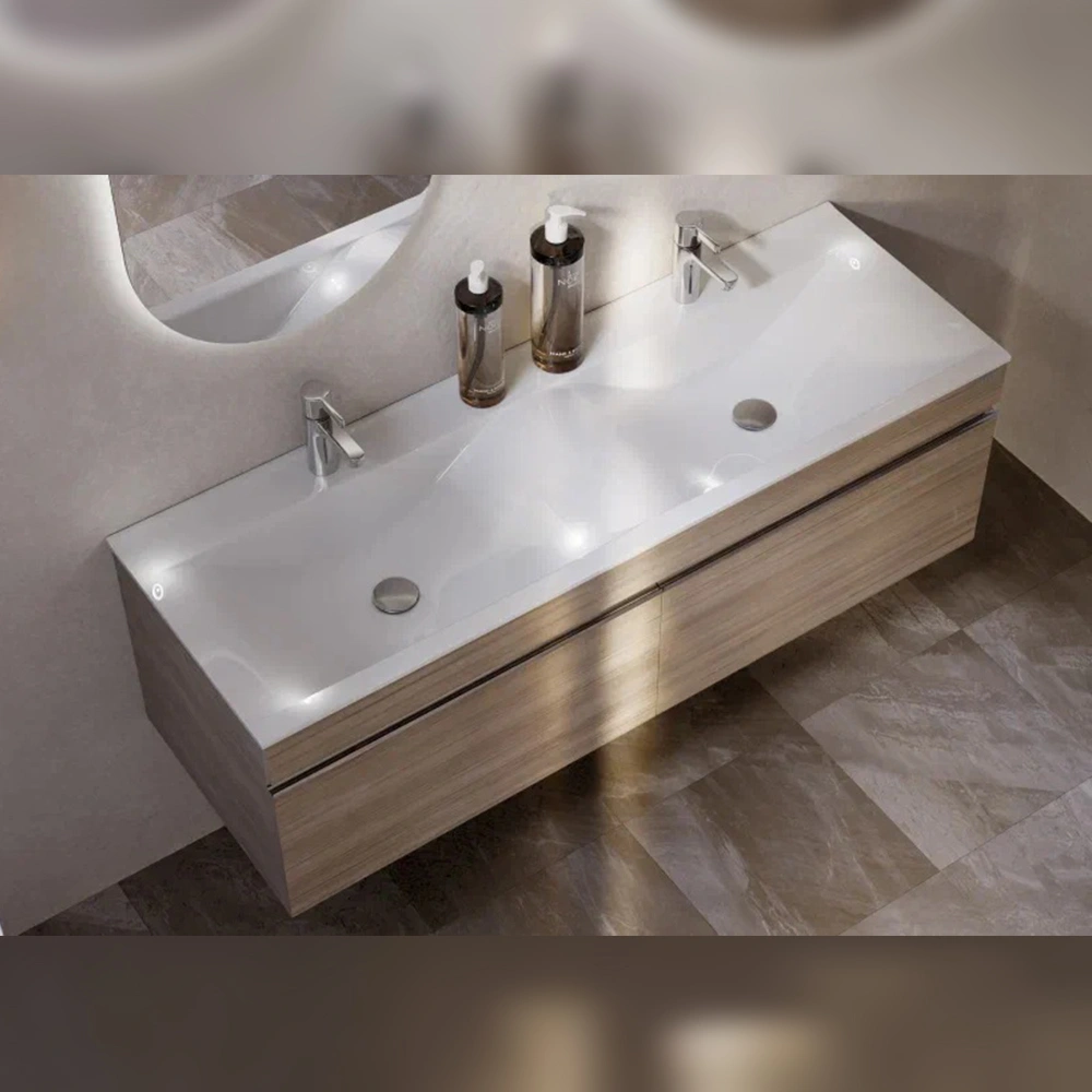 Тумба с раковиной подвесная Velvex Pulsus tp.PUL.PUL.140.2Y дуб сонома, 140 см от магазина Vanna-Vanna.ru!
