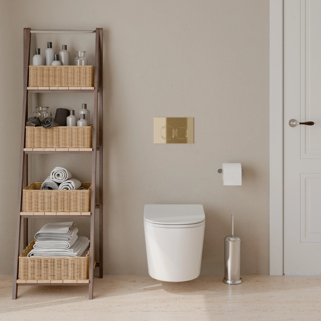 Комплект 3в1 IBERICA BLANCA инсталляция SILENCIO, унитаз BURGOS ALTO белый, кнопка смыва ESTI-Q золото глянцевое (IB001.BRA.234.836) от магазина Vanna-Vanna.ru!