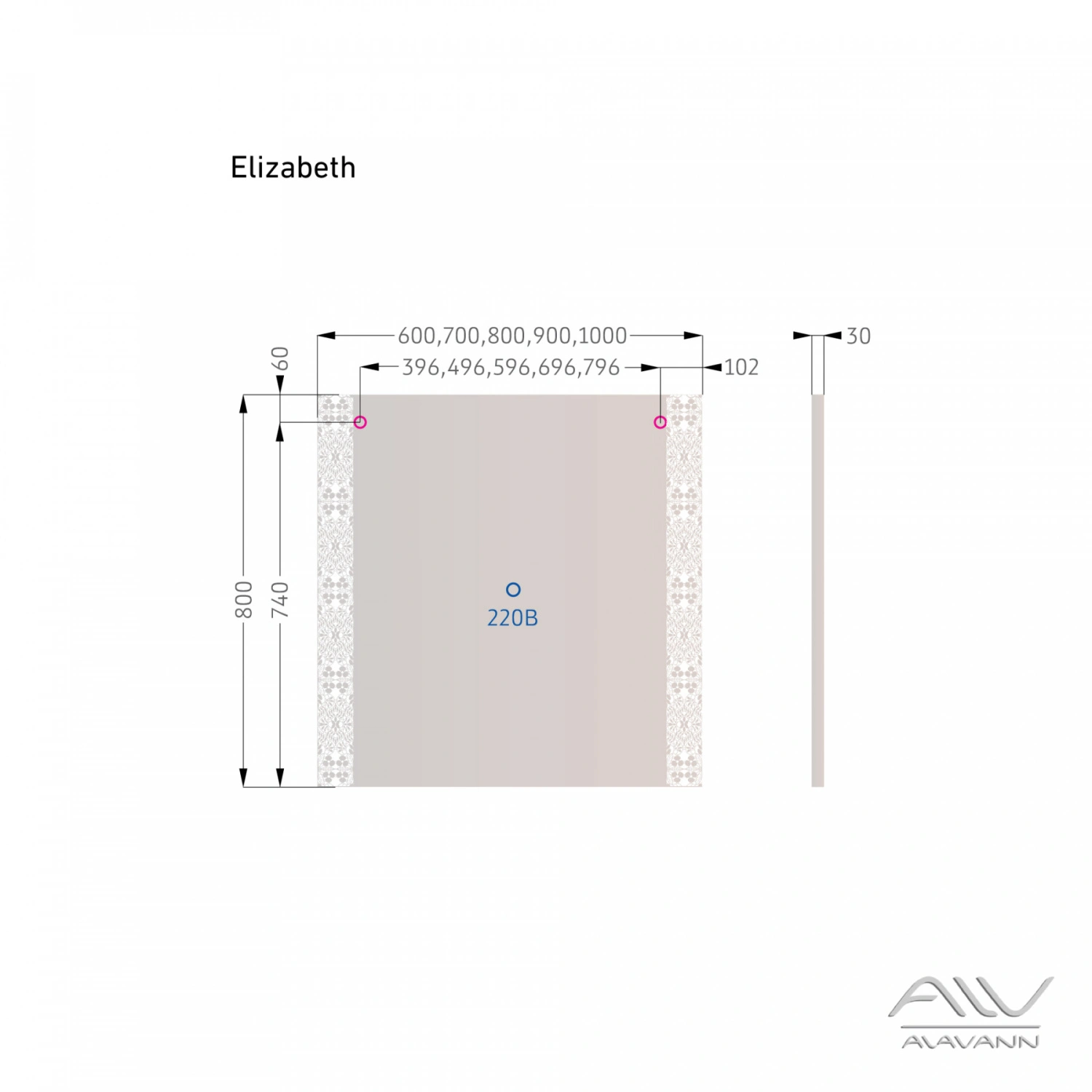 Зеркало Alavann Elizabeth 70 свет, ИК выключатель от магазина Vanna-Vanna.ru!