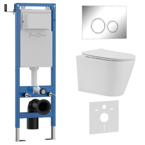 Комплект 3в1 IBERICA BLANCA инсталляция SILENCIO MINI, унитаз BURGOS ALTO белый, кнопка смыва ESTI-O хром глянцевый (IB.001M.BRA.231.823) от магазина Vanna-Vanna.ru!