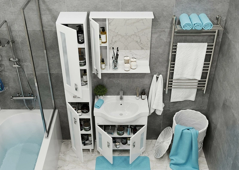 Зеркало со шкафчиком Onika Кристалл 67 L свет, белый