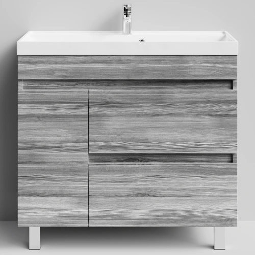 Тумба с раковиной Vod-ok Бест 90 левая дверь, напольная, Лиственница структурная контрастно-серая от магазина Vanna-Vanna.ru!