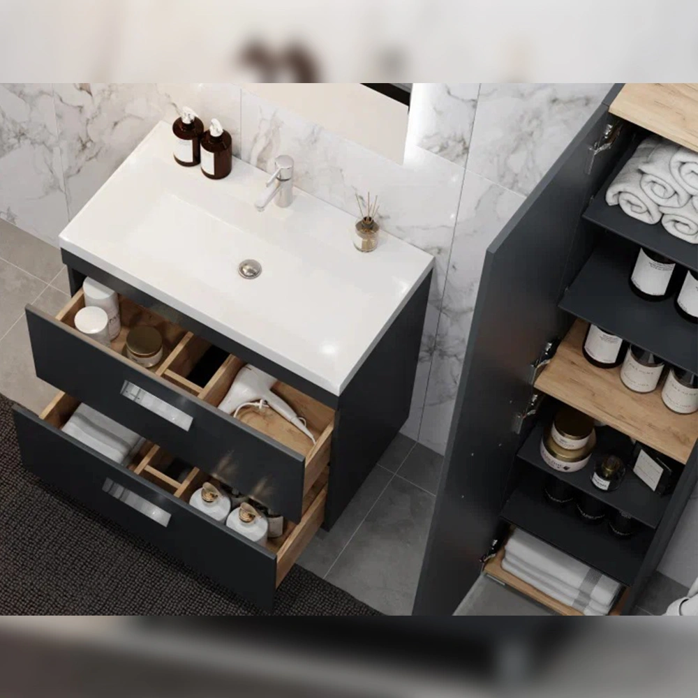 Тумба с раковиной напольная Velvex Orlando tn.ORL.CLA.80.2Y графит, 80 см от магазина Vanna-Vanna.ru!