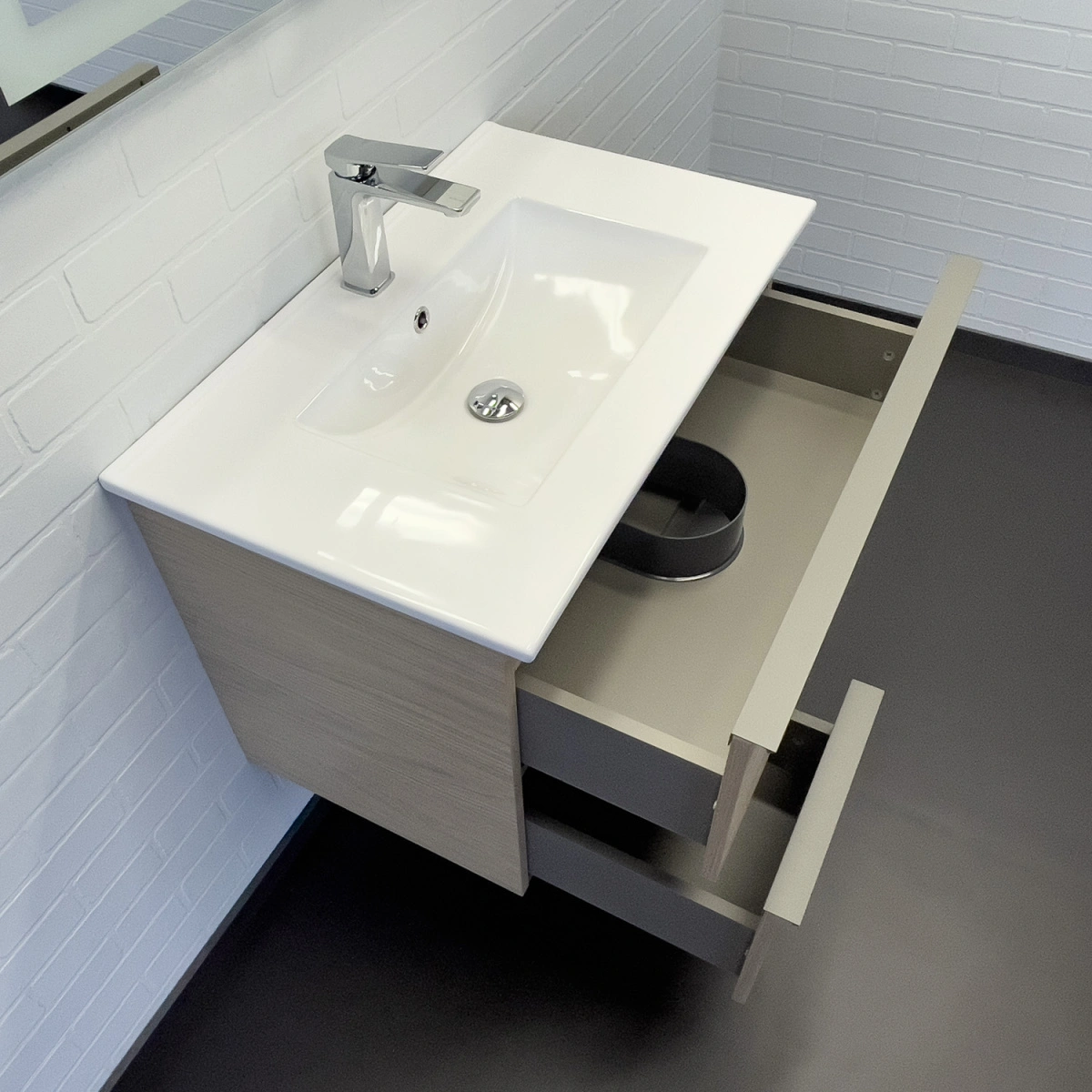Тумба подвесная Comforty Тургояк-75 дуб светлый с раковиной 75E от магазина Vanna-Vanna.ru!