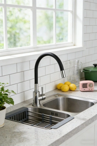 Cмеситель для кухни Ceruttispa Атэна H-B (ATENA H-B) из нержавеющей стали, цвет хром, излив черный от магазина Vanna-Vanna.ru!