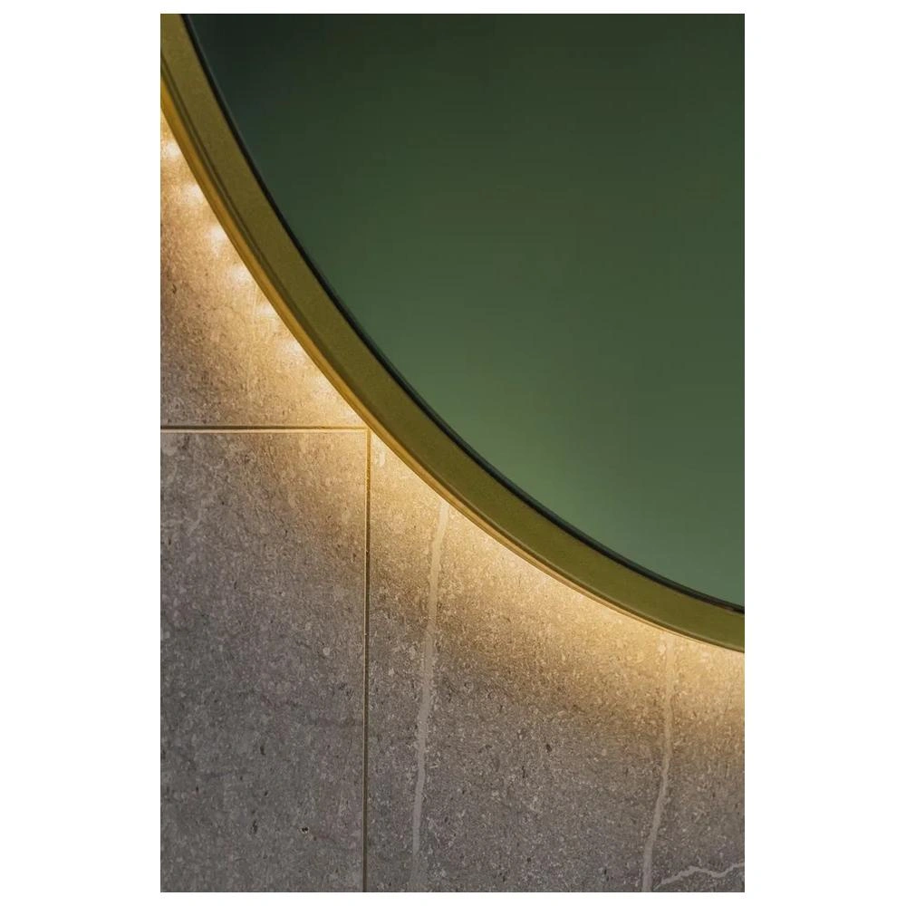 Зеркало Dreja SHINE 80x80 см, метал. рама, золото, беск. сенсор, LED-подсветка, диммер от магазина Vanna-Vanna.ru!