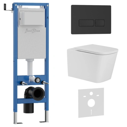 Комплект 3в1 IBERICA BLANCA инсталляция SILENCIO MINI, унитаз TOLEDO ALTO белый, кнопка смыва ESTI-R черный матовый (IB.001M.TLA.234.212) от магазина Vanna-Vanna.ru!