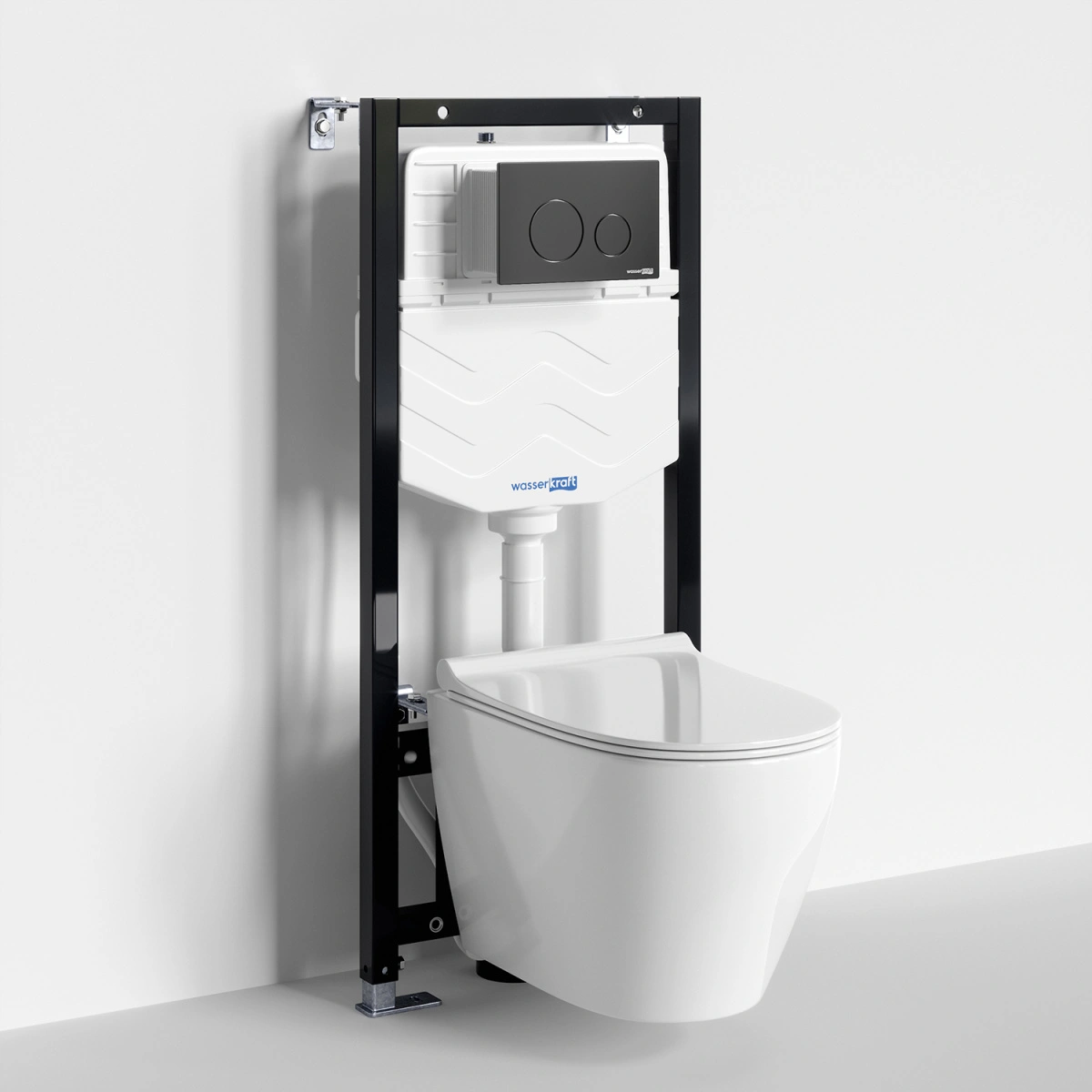 Унитаз подвесной WasserKRAFT 10TLT.010.ME.MB02.H002 с инсталляцией и кнопкой, белый от магазина Vanna-Vanna.ru!