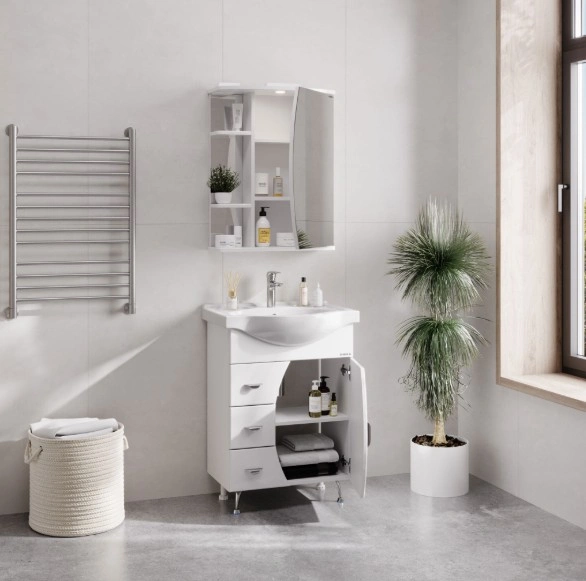 Зеркало-шкаф Onika Луна 55.01 R свет, белый от магазина Vanna-Vanna.ru!