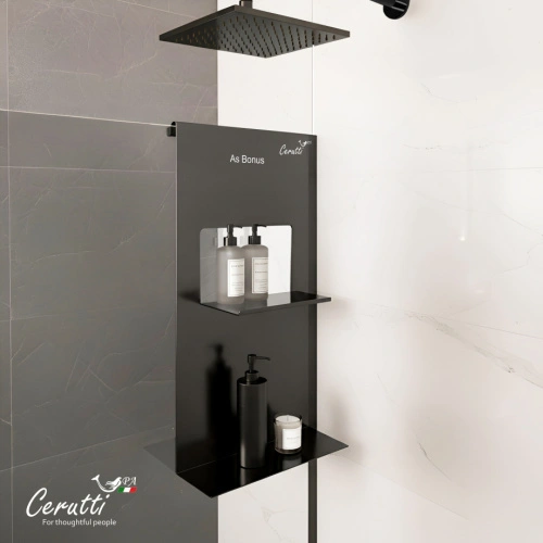 Полка навесная для ограждений и душевых кабин Ceruttispa ALLESA B черная от магазина Vanna-Vanna.ru!