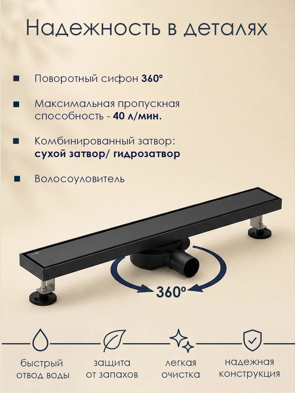 Душевой лоток WasserKraft Нирс 30D90MB чёрный матовый от магазина Vanna-Vanna.ru!