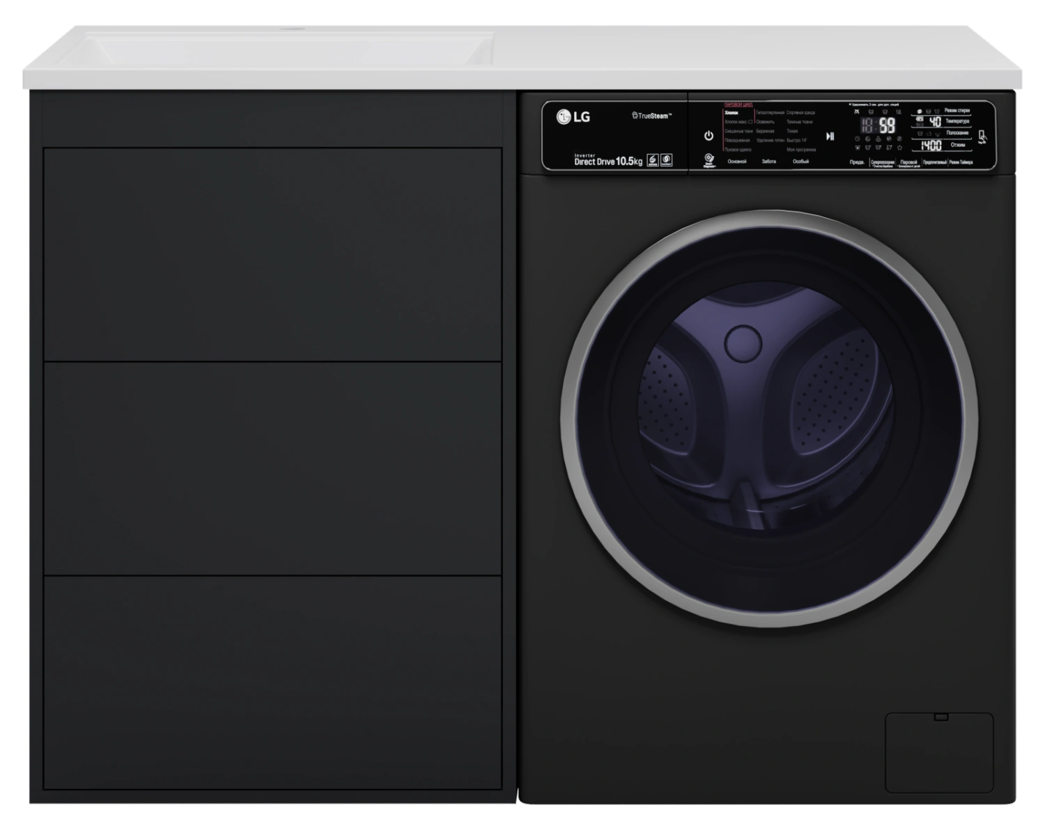 Тумба с раковиной Brevita Grafit 60 под стиральную машину, с раковиной Эстет Даллас 120 R, графит от магазина Vanna-Vanna.ru!