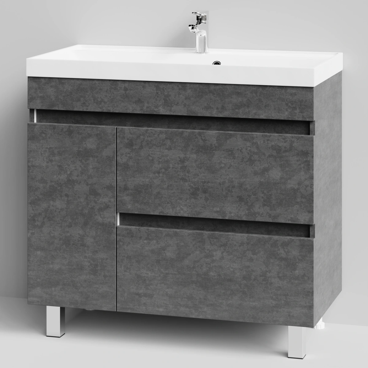 Тумба с раковиной Vod-ok Бест 90 левая дверь, напольная, Серый камень от магазина Vanna-Vanna.ru!