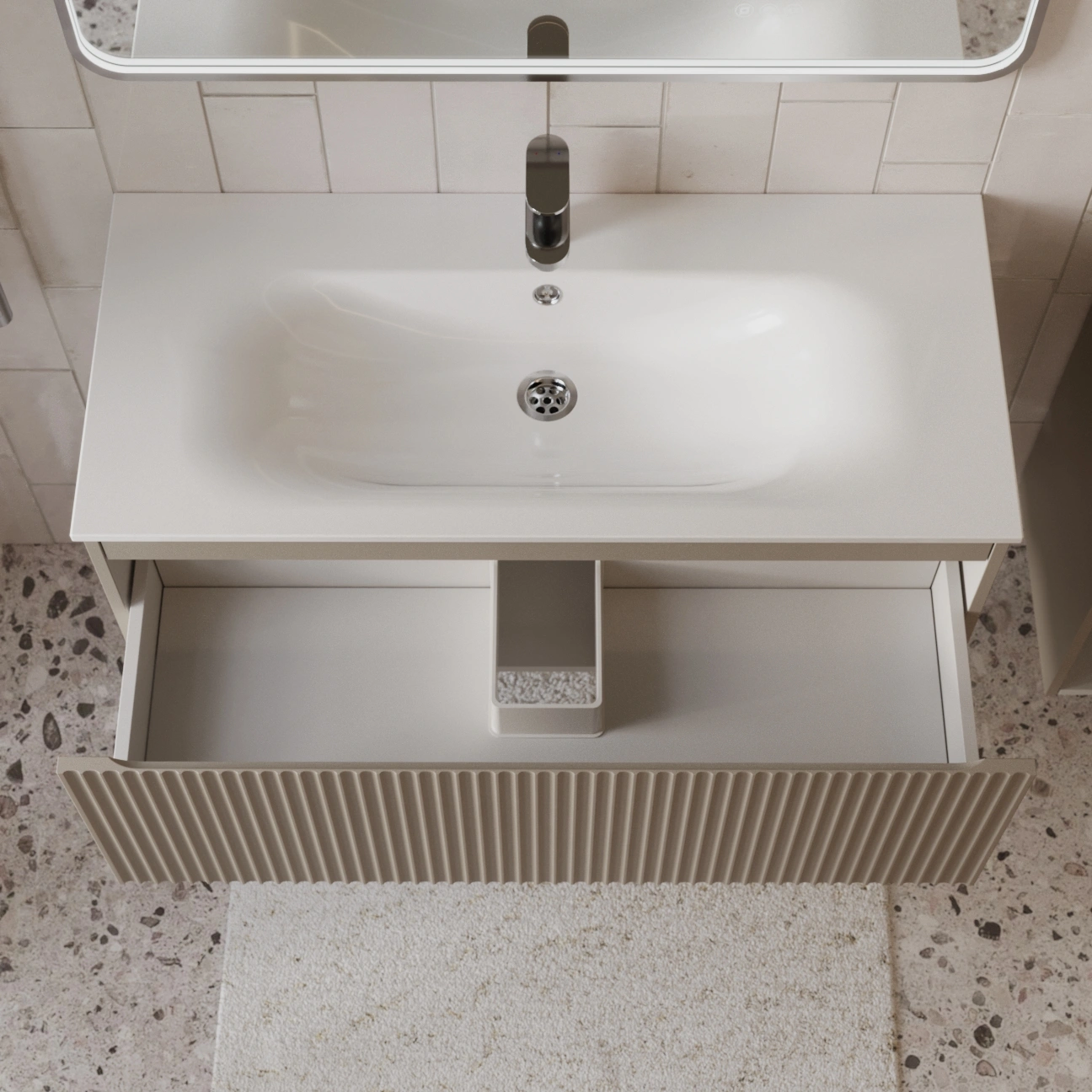 Тумба с раковиной подвесная (100 см) Terminus Sicilia SIC101001200501O, капучино от магазина Vanna-Vanna.ru!