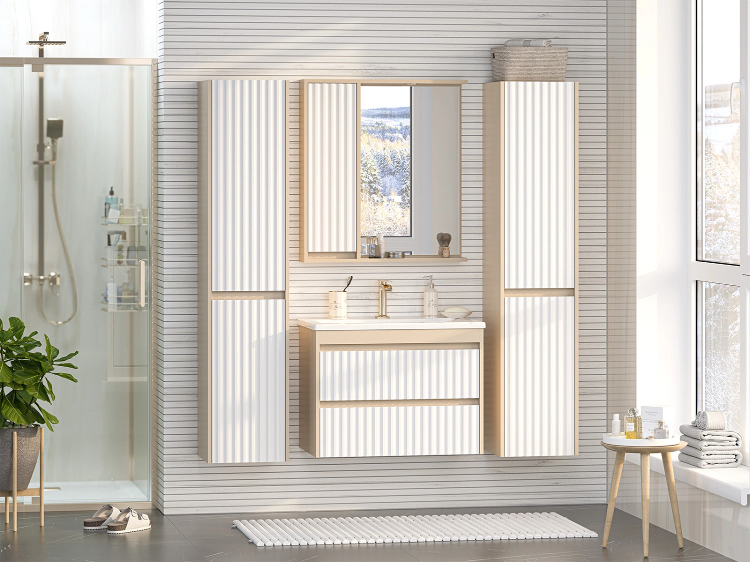 Зеркало со шкафчиком Brevita Balaton 75 L, белый/бежевый от магазина Vanna-Vanna.ru!