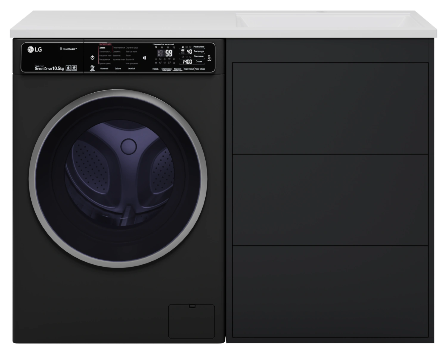 Тумба с раковиной Brevita Grafit 60 под стиральную машину, с раковиной Эстет Даллас 120 R, графит от магазина Vanna-Vanna.ru!