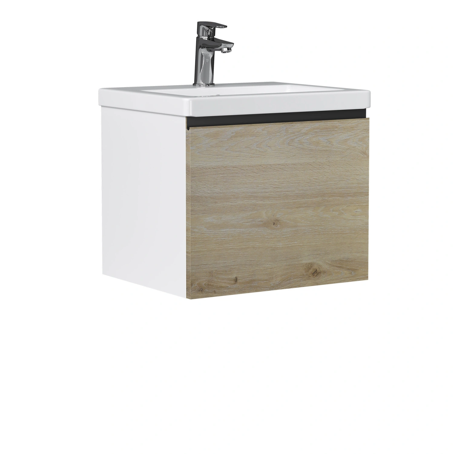 Тумба подвесная Vigo Cross 500-0-1 с раковиной Como 50, 1 ящик, дуб давос/белый от магазина Vanna-Vanna.ru!