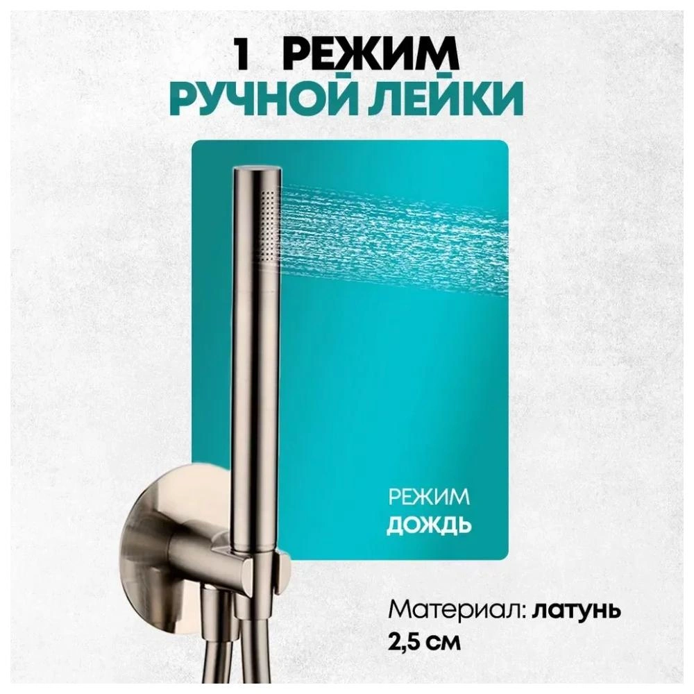 Душевая система встраиваемая (без излива) Grocenberg GB5090NK, никель от магазина Vanna-Vanna.ru!
