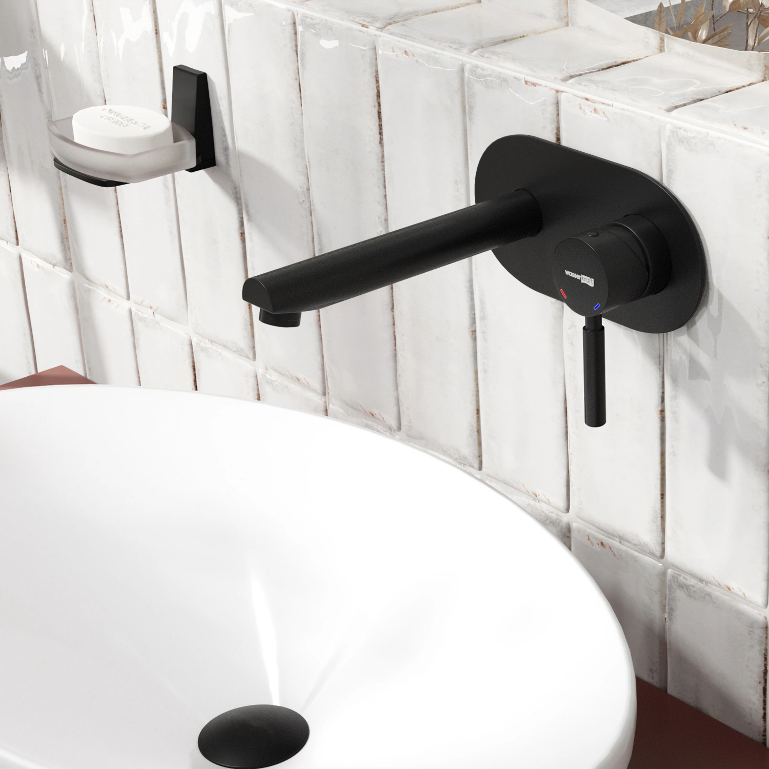 WasserKRAFT Gollach 3330 Встраиваемый смеситель для раковины черный Soft-touch от магазина Vanna-Vanna.ru!
