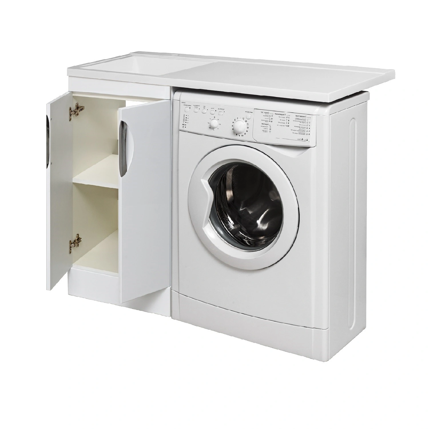 Тумба напольная Runo Лира 45 с раковиной Гамма 105 лайт чаша слева, белый от магазина Vanna-Vanna.ru!