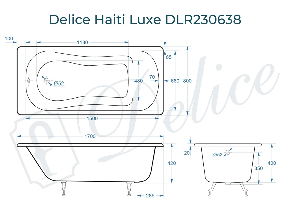 Ванна чугунная Delice Haiti Luxe 170х80 DLR230638 от магазина Vanna-Vanna.ru!