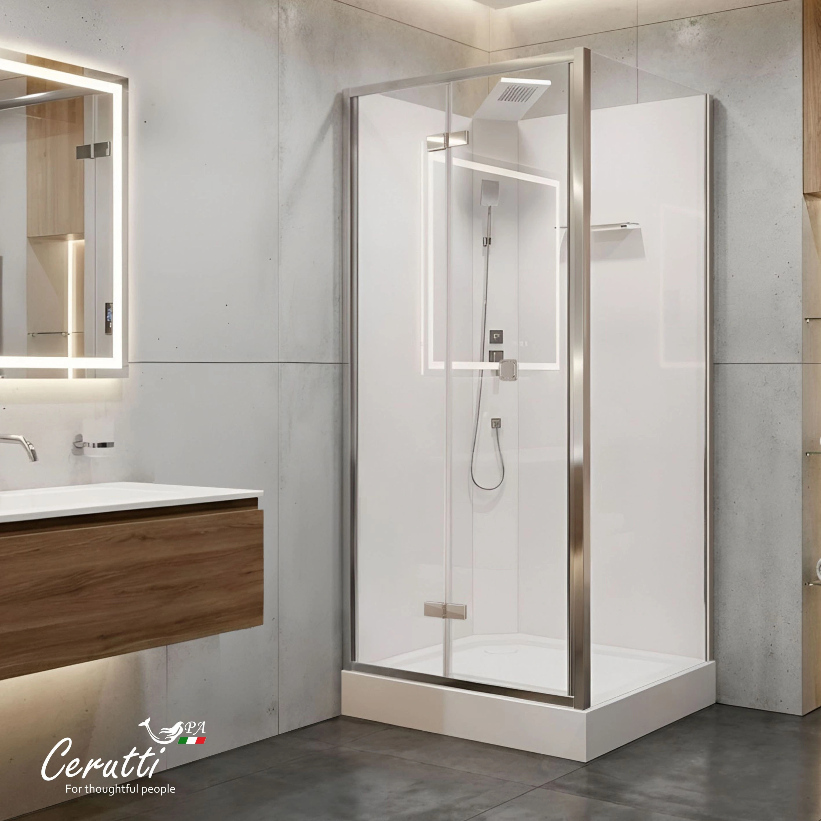 Душевая кабина Ceruttispa БЕЛЛА (BELLA) 90T (90x90x215-225) от магазина Vanna-Vanna.ru!