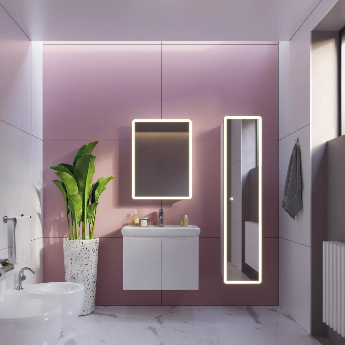 Пенал зеркальный с подсветкой Dreja Point 40 см, белый