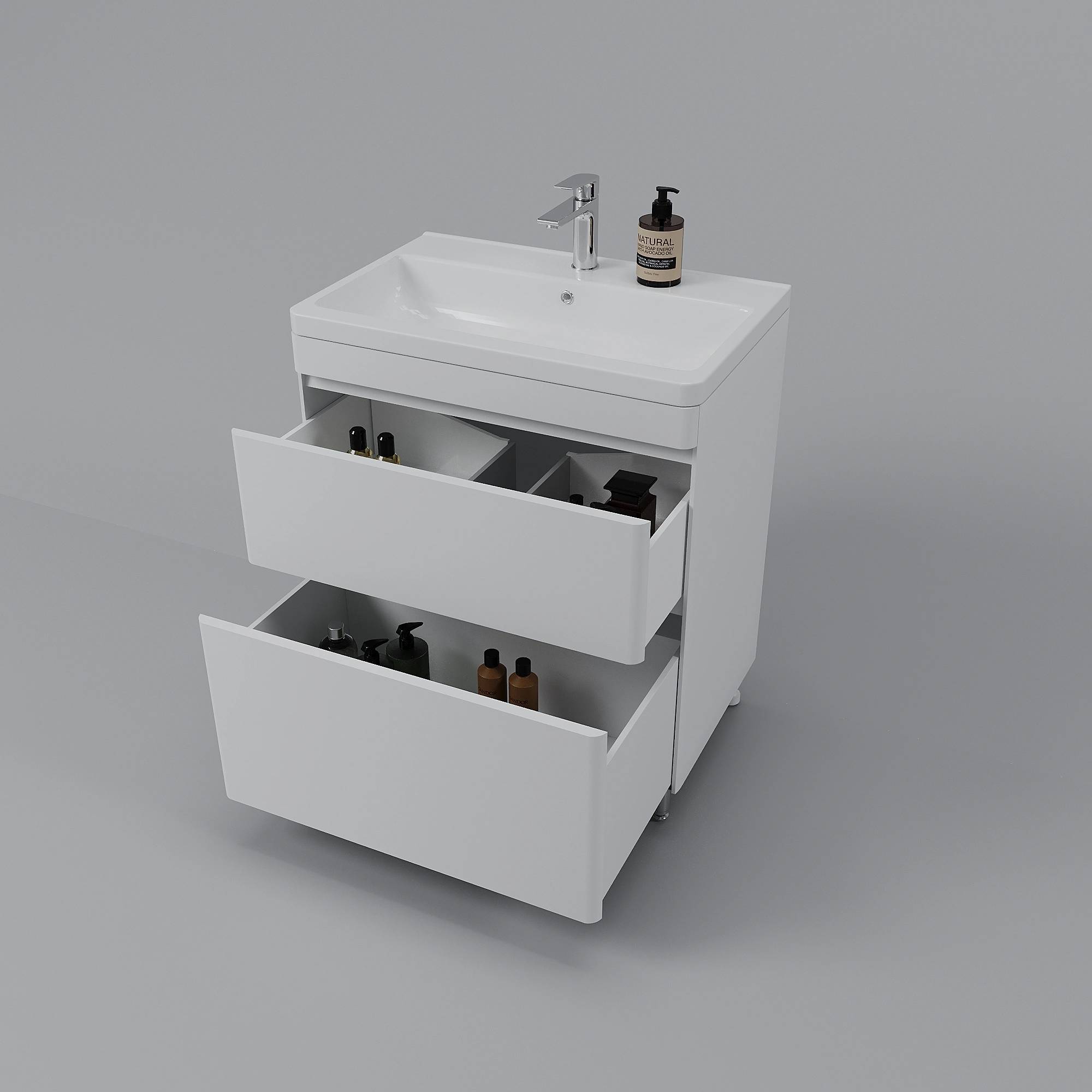 Тумба подвесная Style Line Атлантика 70, графит матовый, с раковиной Атлантик 70 от магазина Vanna-Vanna.ru!