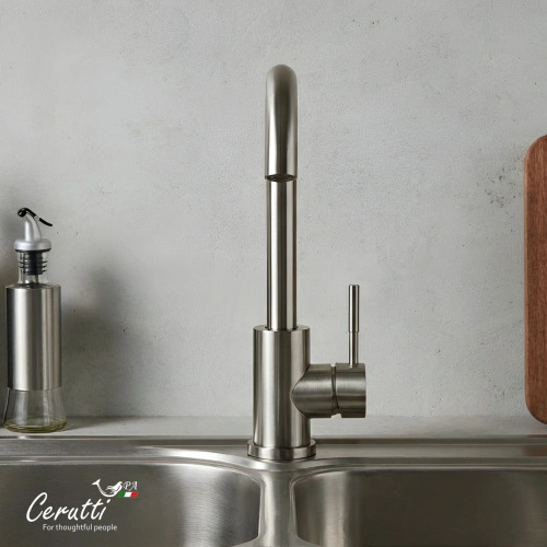 Cмеситель для кухни Ceruttispa Сельсо II BN (CELSO II BN) из нержавеющей стали, цвет матовый никель