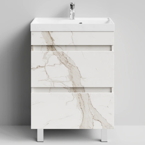 Тумба с раковиной Vod-ok Бест 60  напольная, Мрамор Белый натур милк от магазина Vanna-Vanna.ru!