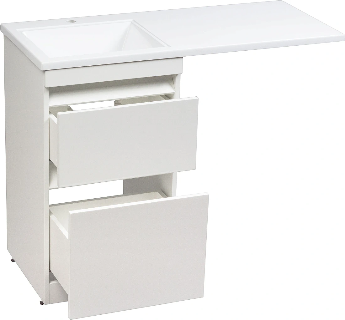 Тумба напольная Style Line Даллас 130 Люкс Plus Эмаль с раковиной Даллас 130 L под стиральную машину, два ящика, белая от магазина Vanna-Vanna.ru!