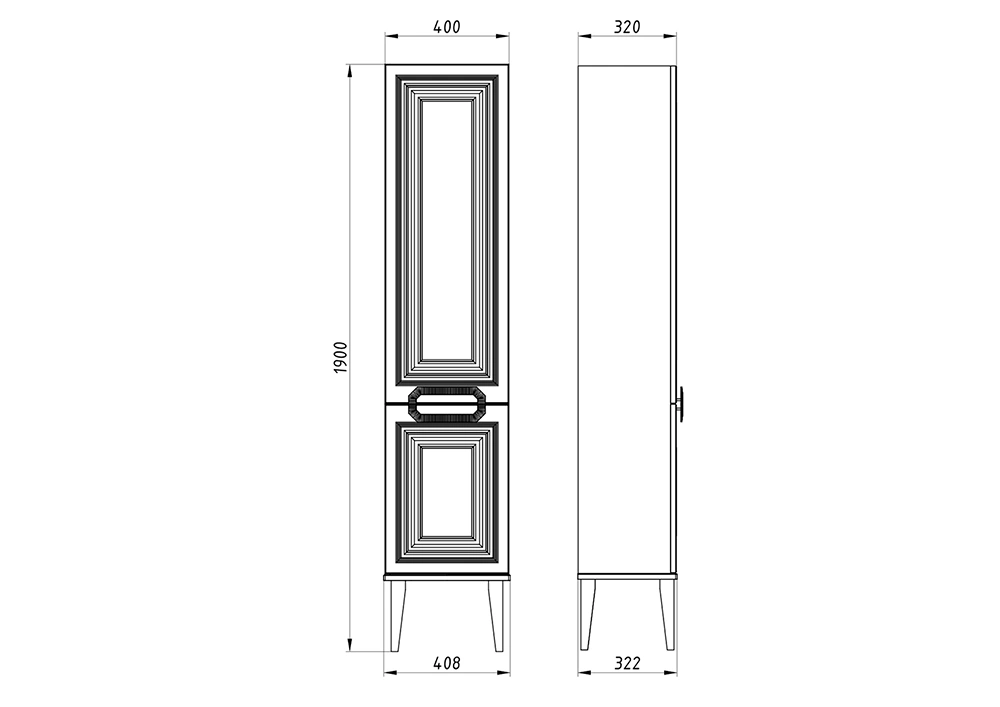 Пенал ASB Woodline Летиция 40 R напольный, белый, ручки золото от магазина Vanna-Vanna.ru!