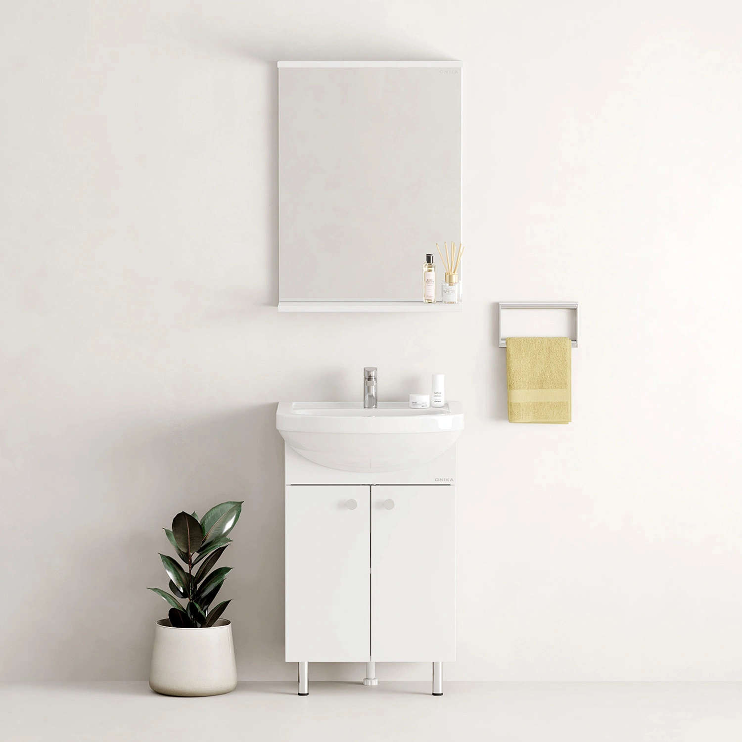 Тумба с раковиной Onika Крит 52 напольная, собранная, белая