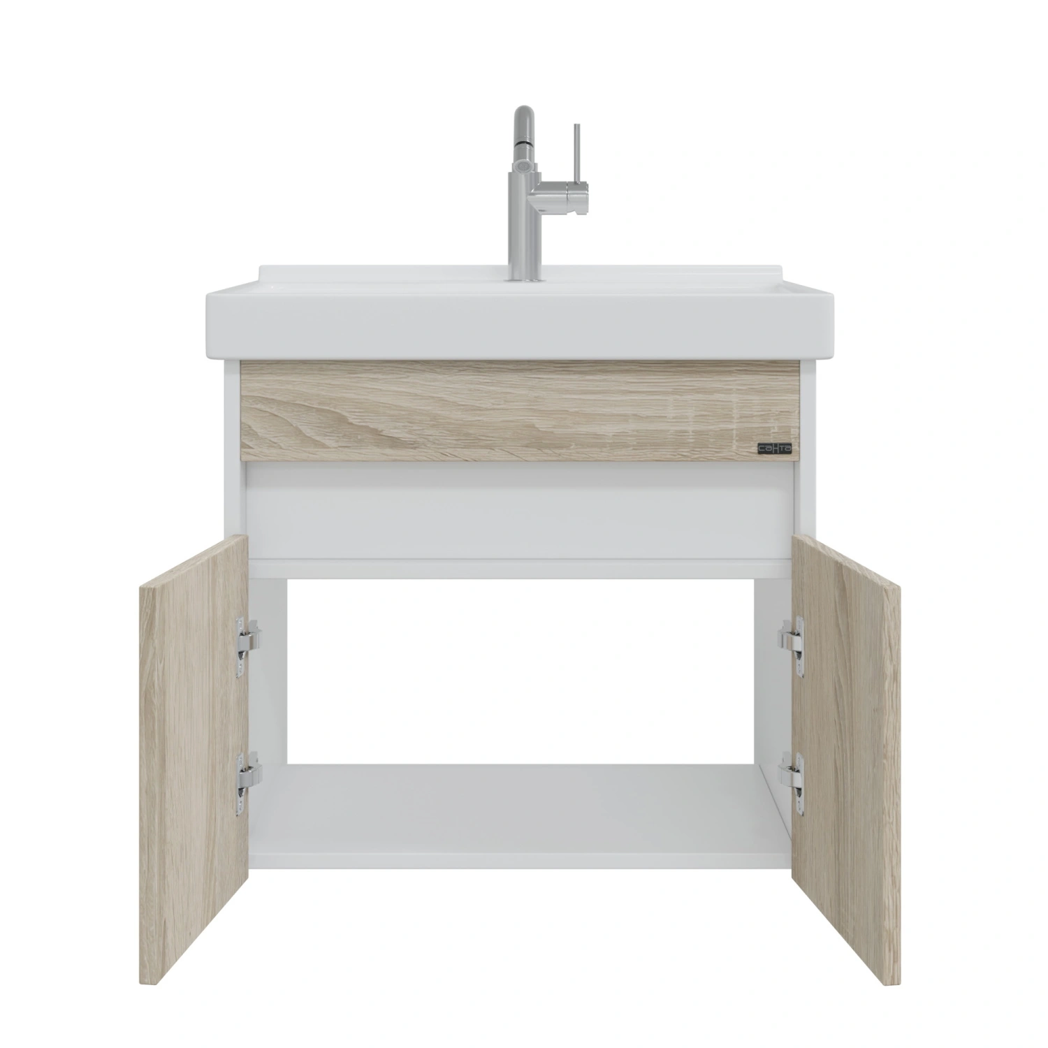 Тумба подвесная Санта Мира 60 с раковиной Fest 60, янтарный, белый от магазина Vanna-Vanna.ru!