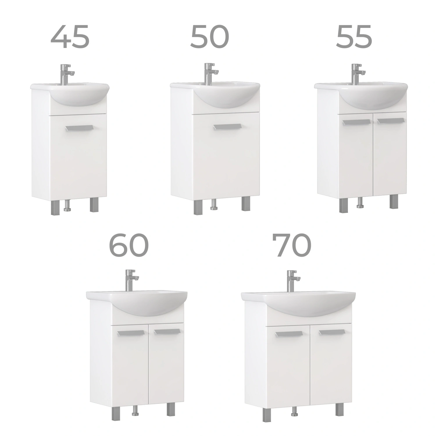 Тумба напольная Vigo Hoska 55 с раковиной Уют 55, 2 двери, белый от магазина Vanna-Vanna.ru!