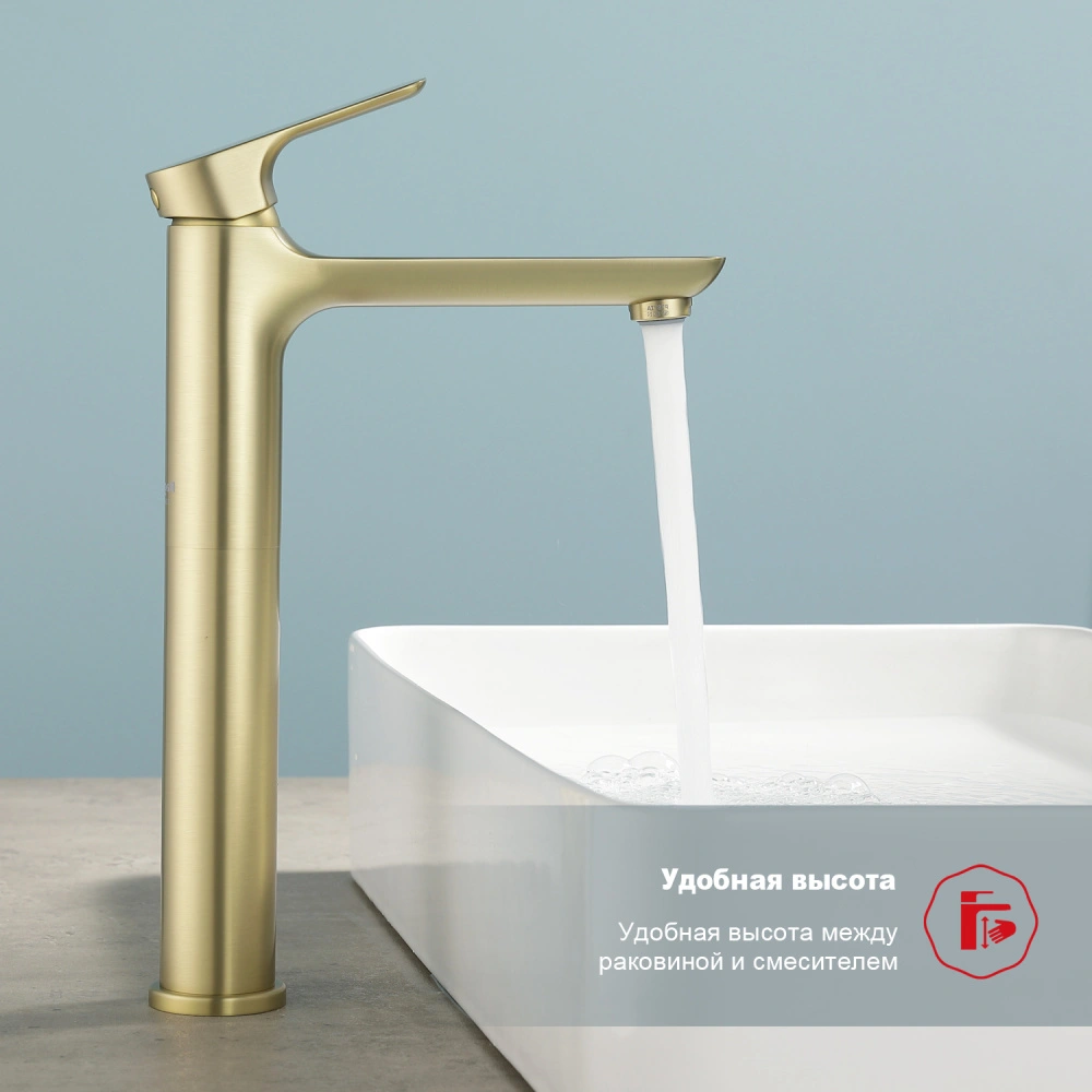 Смеситель для раковины Raglo R03.15.03, золотой сатин от магазина Vanna-Vanna.ru!