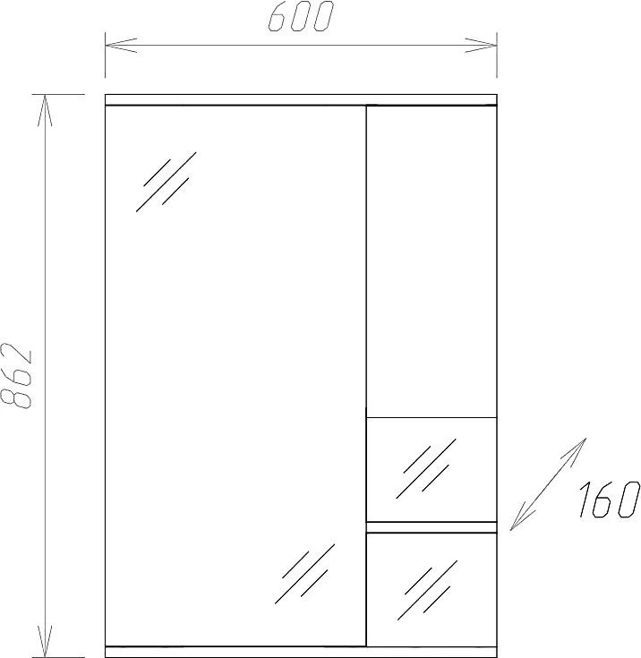 Зеркало со шкафчиком Onika Элита 60.01 R свет, штрокс